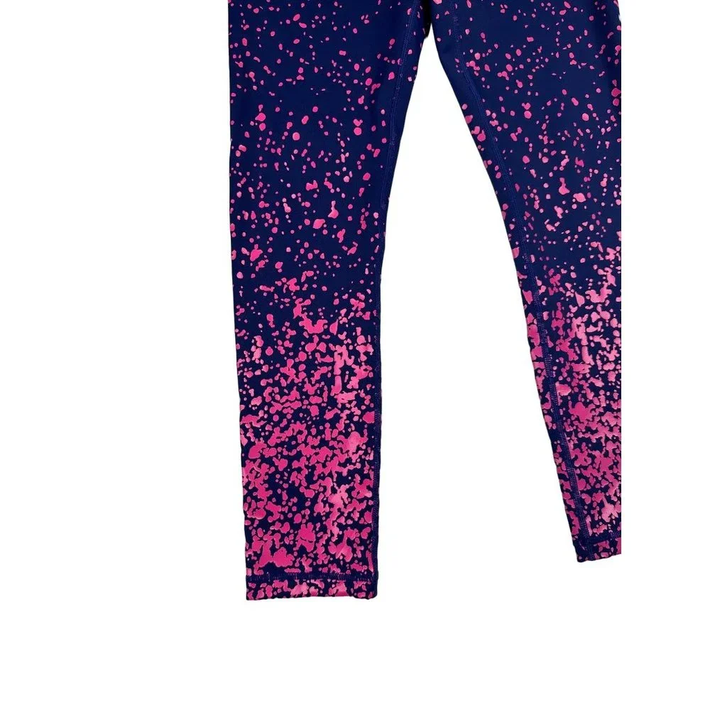 Zyia Active Leggings Navy with Pink Splatter sz 4_5